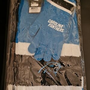 Carolina Panthers Blue and White Scarf and Gloves Set
